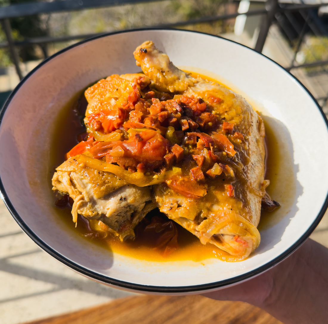 CHICKEN & CHORIZO BRAISE WITH PEPPERS
