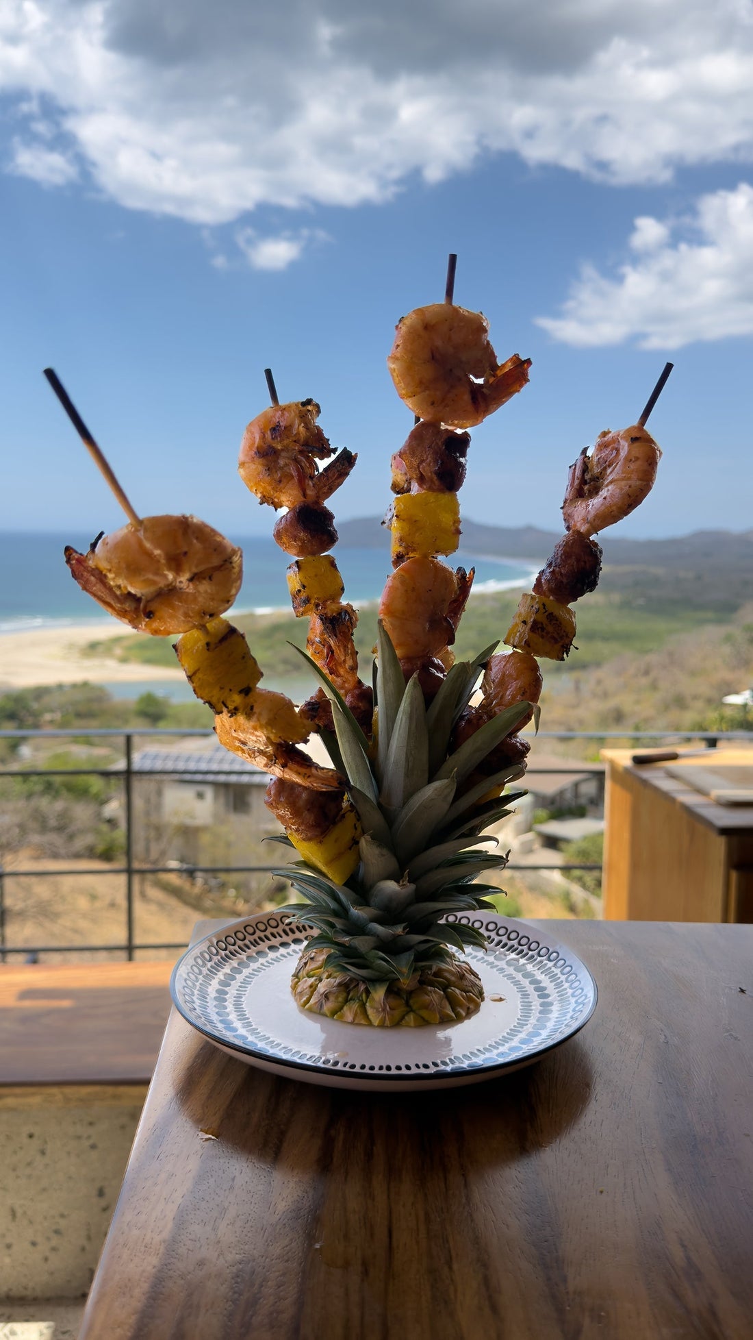 PINEAPPLE, CHORIZO & PRAWN SKEWERS WITH LIME BUTTER