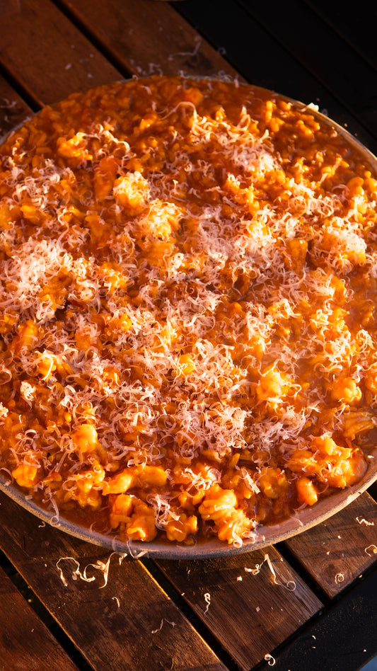 SAFFRON PRAWN RISOTTO WITH TOMATO & SHELL STOCK