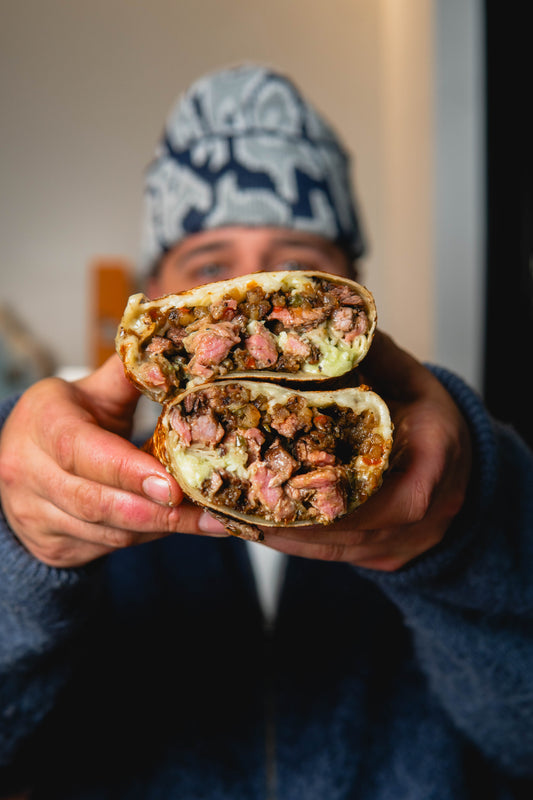 ULTIMATE CHARCOAL STEAK & HASH BROWN BURRITO