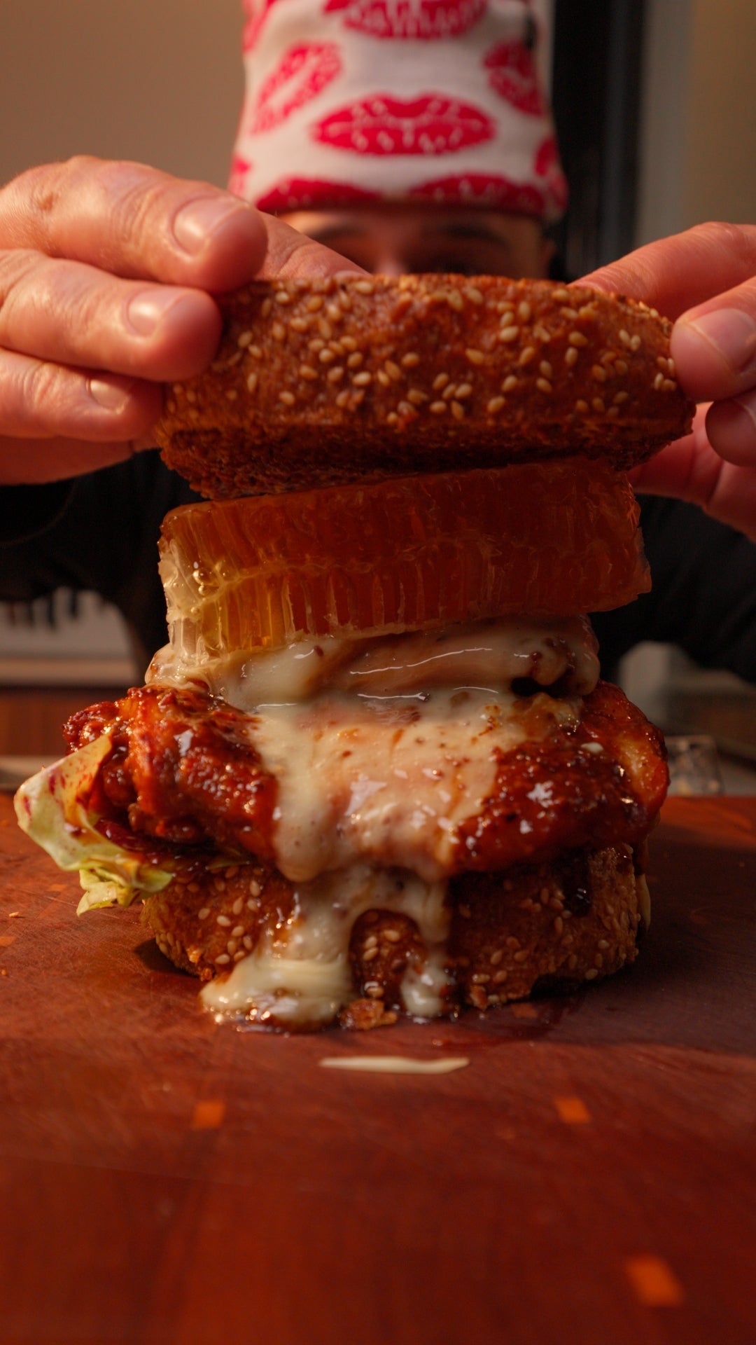 CRISPY FIG-MUSTARD CHICKEN SANDWICH WITH BRIE & HONEY